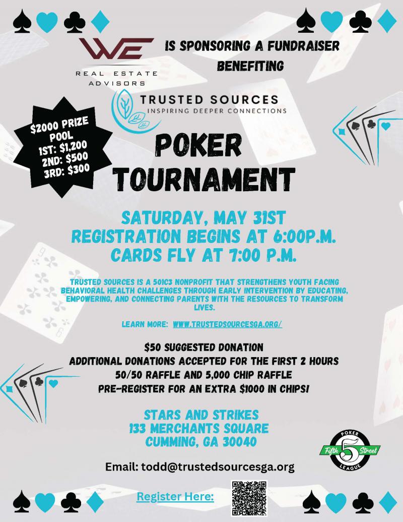 Poker Fundraiser Benefiting Trusted Sources - Stars and Strikes at 5thstreetpoker.com